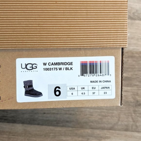 Ugg Cambridge Sweater Knit Black Buckle Boots Women Size 6 - Picture 5 of 7